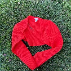 h&m rib knit drop shoulder bolero sweater ｡:°ஐ ( USED - S )